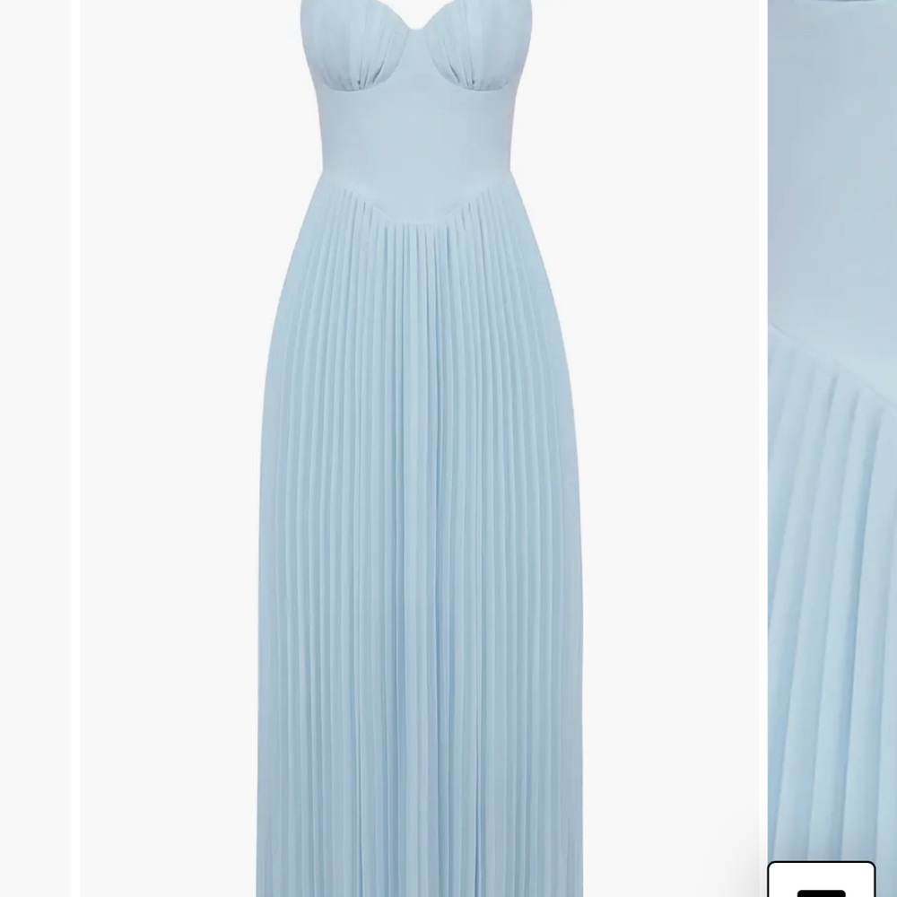 House of CB Marcella Strapless Pleated Georgette Gown